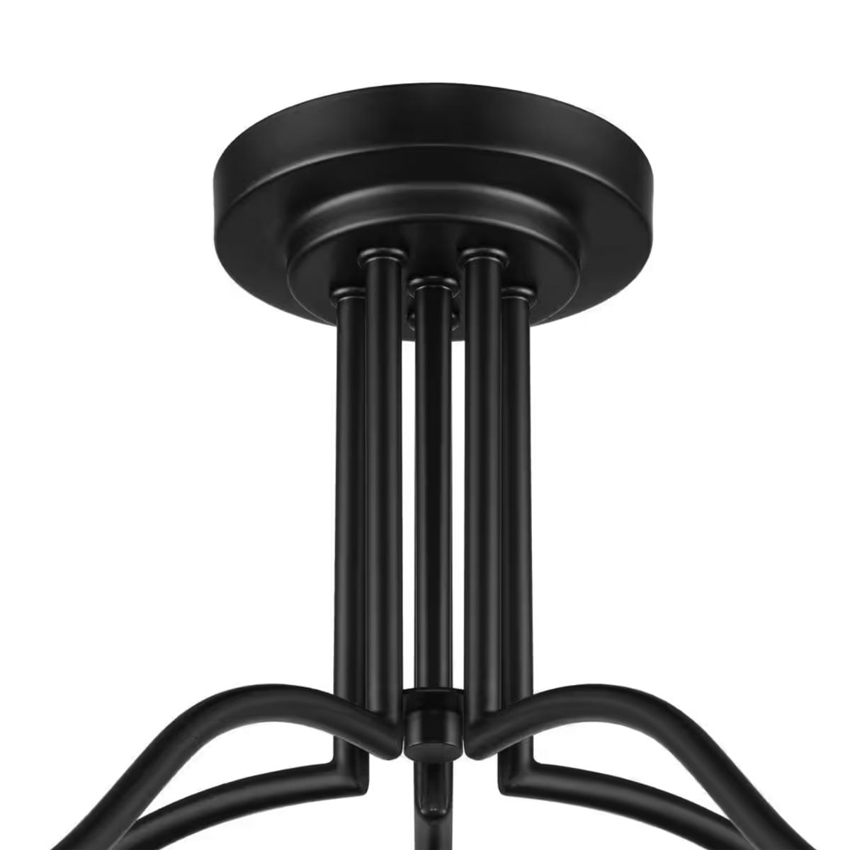 Ceybo 5-Light Matte Black Semi-Flush Mount Chandelier, Classic Candle-Style Ceiling Fixture