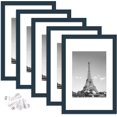 thumbnail image 1 of upsimples Juego de 5 marcos de fotos de 11 x 14, imágenes de exhibición de 8 x 10 con tapete o 11 x 14 sin tapete, marcos de fotos de galería de pared, negro, 1 of 4