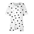 thumbnail image 3 of FDGIU Women's Plus Size Summer Tunic Tops - Loose Short Sleeve V Neck Blouse with Polka Dot Design, Dressy Casual Shirts for Leggings, 3 of 5