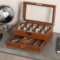 thumbnail image 3 of Caja para relojes ROTHWELL de piel con 10 ranuras y cajón para aparcacoches, color marrón y marrón, 3 of 8