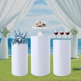 thumbnail image 6 of YIYIBYUS 3Pcs Cylinder Metal Pedestal Stand White Cake Plinths Backdrop Flower Column Dessert Table for Party Wedding Birthday Decor, 6 of 20