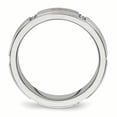 thumbnail image 2 of Stainless Steel Brushed and Polished Grooved/Ridged Edge CZ Ring 9.5 Size, 2 of 6