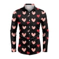 thumbnail image 4 of Fgvctg Valentine's Day Shirts for Men Long Sleeve V Neck Button Down Blouses Soft Date Day Love Heart Print Shirts Plus Size Collared Business Casual Outfits Black 3XL, 4 of 4