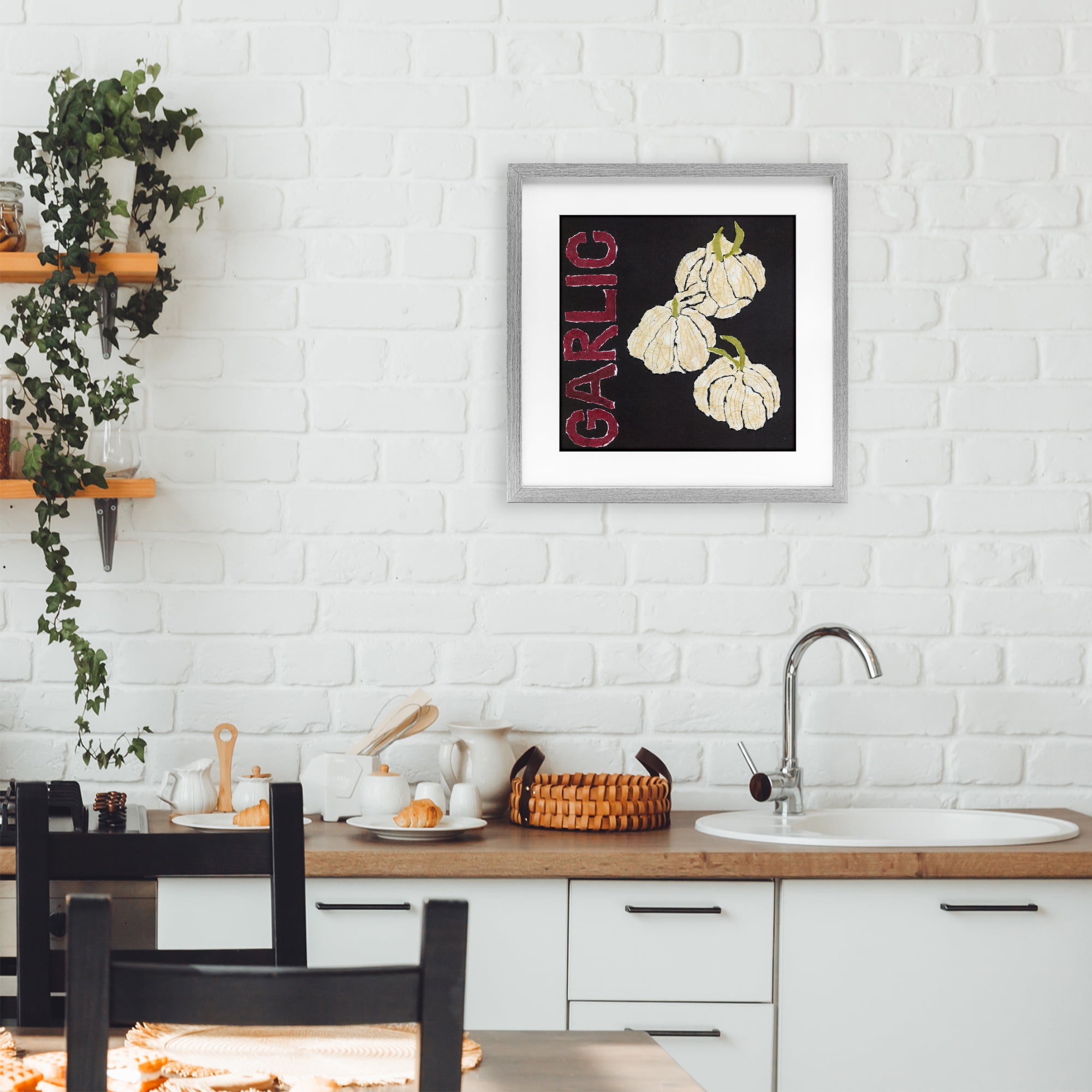 Stupell Industries Garlic Garden Vegetable Gray Framed Print Under Glass, design by Nancy Overton