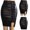 Black, variant on Idoravan Women's Basic Versatile Skirt Women Ladies High Waist And Knee Skirt Bandage Split Sexy Hip Leather Skirt