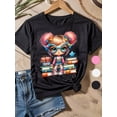 thumbnail image 1 of Back to School Cute Cartoon Girl Printed T-shir Girl 1pc Girls Cotton T-Shirt Soft Breathable Loose Fit Crew Neck | Comfortable Breathable and Soft Casual Short Sleeve T-Shirt, 1 of 7