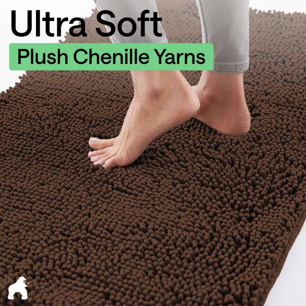 GORILLA GRIP Ultra Absorbent Grippy Doormat for Muddy Dog Paws, 30x20 Machine Washable Soakstopper Rugs Cleaner Floors, Bed Mat for Dirty Dogs, Indoor Entrance Door Rug Pet Bed Mats Brown