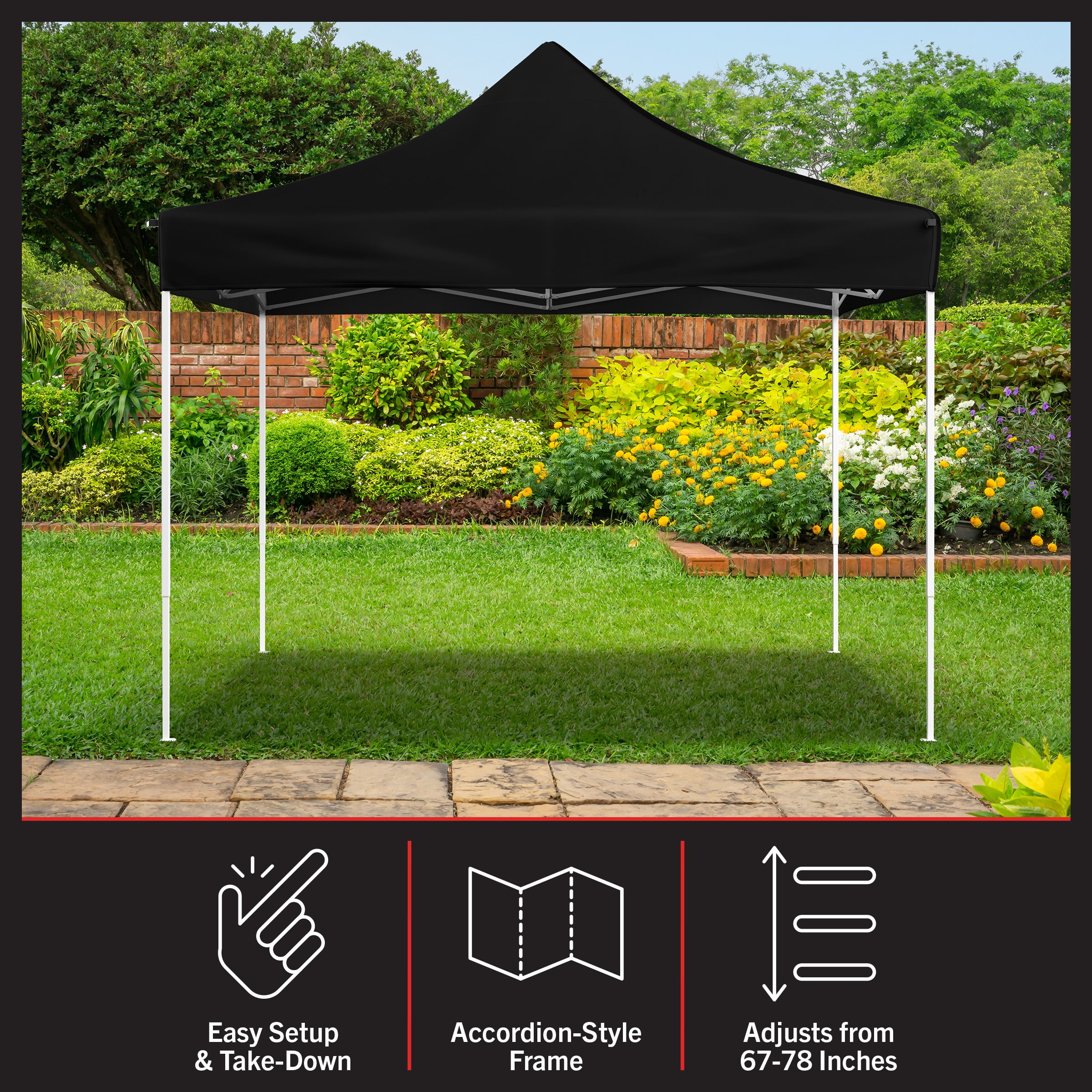 Stalwart 10x10 ft Pop Up Canopy Tent - UPF30 Beach Tent Sun Shelter, Black