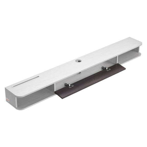 70 Inch Floating TV Stand with Wall Mount, White Entertainment Center with Storage Cabinet & Cable Management, Space-Saving Media Console