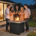 thumbnail image 2 of Outsunny Propane Fire Pit Table, Outdoor Gas Fire Table with Lid, Black, 2 of 10