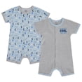 thumbnail image 3 of Cudlie 2-Pack Baby Boy Rompers – Soft Cotton, Everyday Comfort, 3 of 7