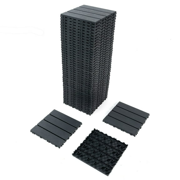 Plastic Interlocking Deck Tiles,44 Pack Patio Deck Tiles,12"x12" Square Waterproof Outdoor All Weather Use, Patio Decking Tiles for Poolside Balcony Backyard, Grey
