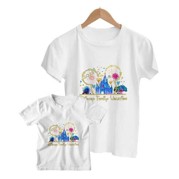 Disney Family Vacation Women T-shirts 2023 Minnie Princess Print Ropa Aesthetic Mujer Short Sleeve Casual Y2k Fashion Tops TeeAldult-XL(1pc) Gao Jinjia LED