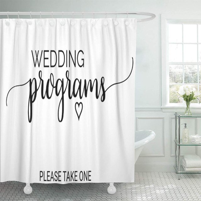 ABPHQTO Moderno simple negro blanco programas boda signo corazón ceremonia cortina de ducha 150x180 cm