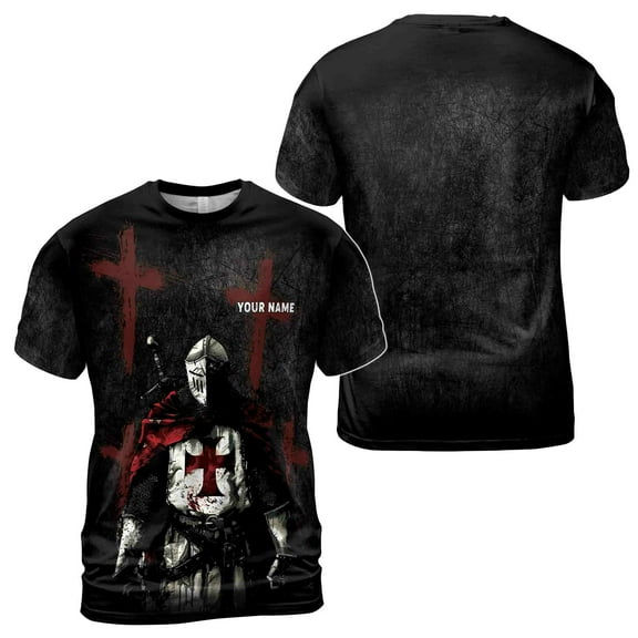 Mystic Knight Templar Proud To Be A Knight Grunge Cross Men's T-shirt S-5XL