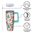 thumbnail image 3 of White Snowman Holiday 30oz Stainless Steel Travel Coffee Cup, Winter Insulated Christmas Tumbler with Handle and Straw, Gift for Women Men, 3 of 5