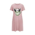 thumbnail image 2 of Sakmal Robe de Nuit d'Halloween Moomoo pour Femmes Courte Grande Taille Rose Mignonne Chemise de Nuit à Manches Courtes Imprimé Fantôme Robes de Nuit pour Femmes, 2 of 5