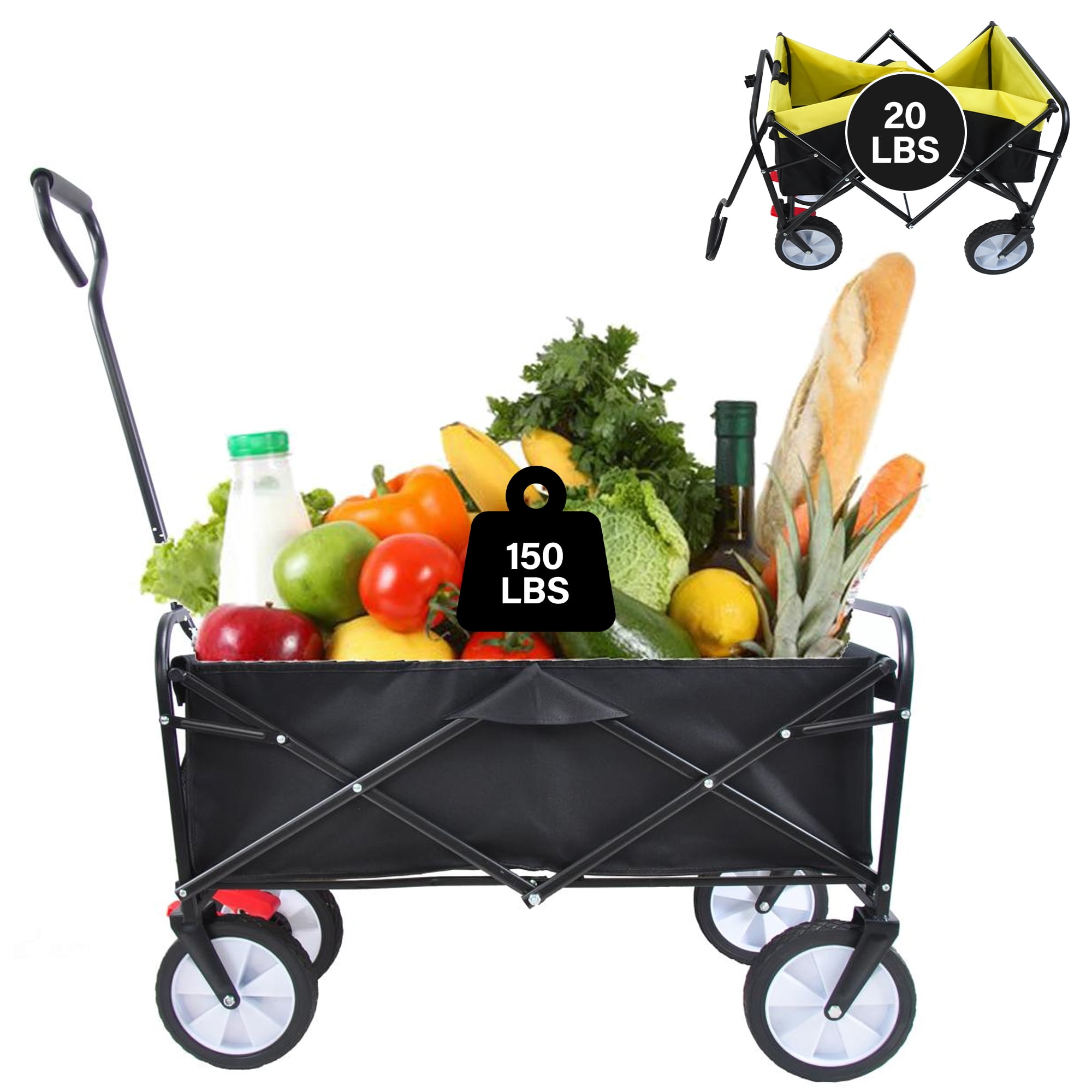 Segmart Wagon Utility Cart, Folding Outdoor Beach Wagon with Adjustable