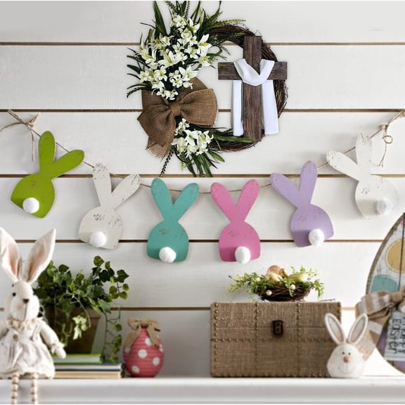 WKSCLPAI Spring Easter Front Door Wreath with Colored Eggs - Colorful Assorted Wreath Decor, Reusable for Indoor Outdoor Home Patio Porch Tree Decoration, 19.7 Inch