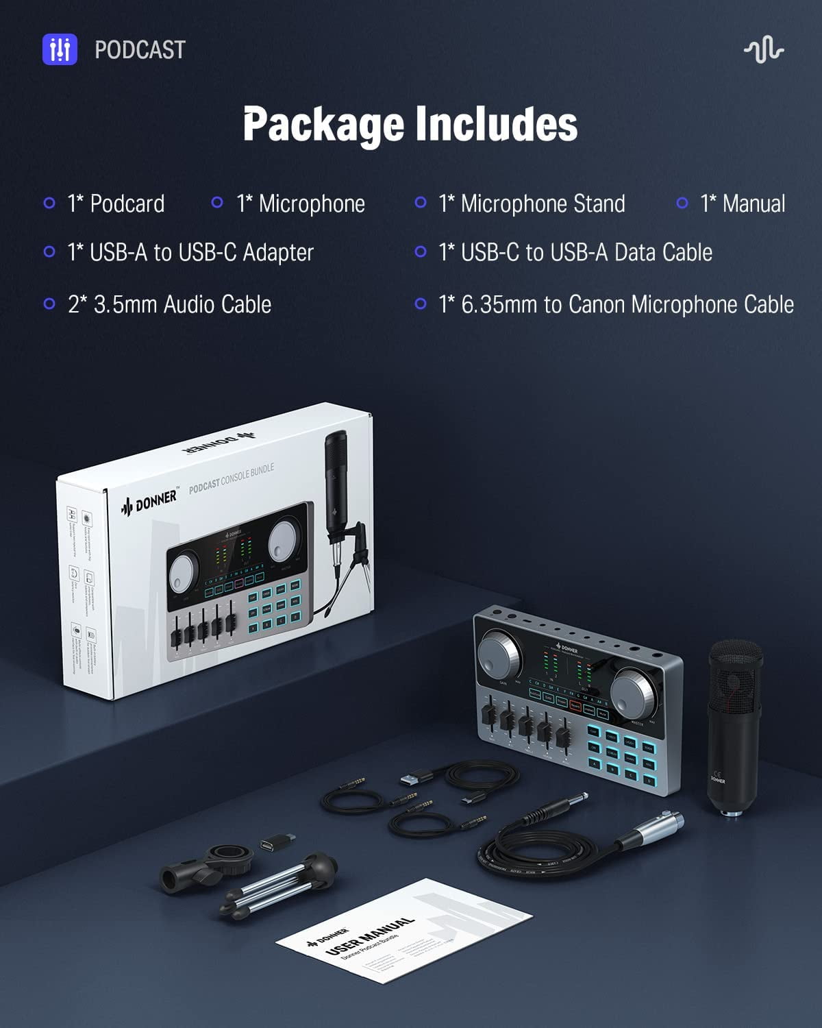 Buy Donner Podcast Equipment Bundle, Audio Interface with Sound Card