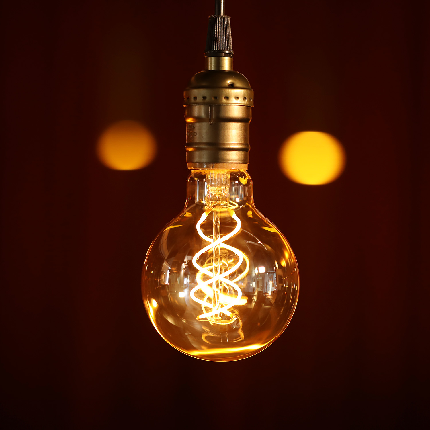 3 Pack G25 LED Globe Light Bulbs, Amber Glass, Dimmable, E26 Base Vintage Edison Bulb, 2000K Amber Light