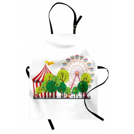 

Circus Apron Circus Carnival Scene with Ferris Wheel and Tree Images Cool Fun Park Artistic Show Unisex Kitchen Bib Apron with Adjustable Neck for Cooking Baking Gardening Multicolor by Ambesonne