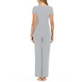 thumbnail image 4 of breaise Maternity Jumpsuits for Women Summer Short Sleeve V Neck Maternity Overalls Sleeveless Wide Leg Bid Overalls Rompers Solid Jumpsuits, 4 of 4