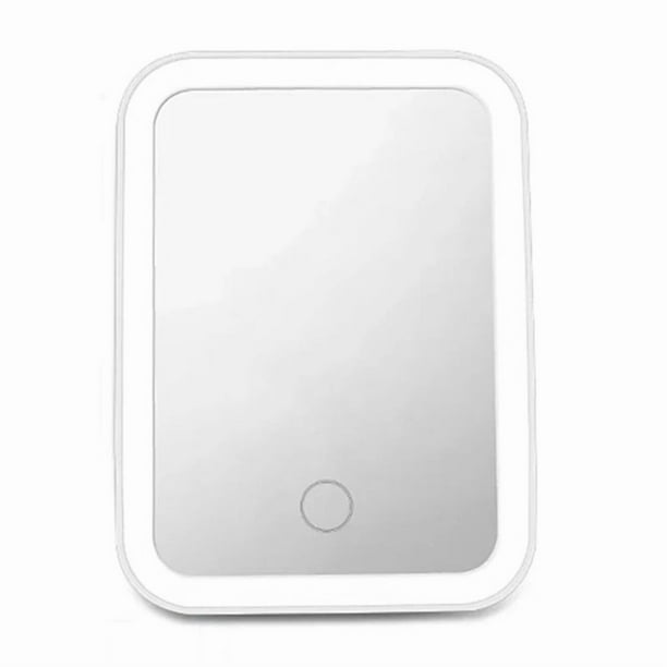 Espejo de Tocador LED con Luces, Portátil, para Viajes, Cosmético, Sobremesa, Espejo de Escritorio Iluminado, Recargable por USB, Color