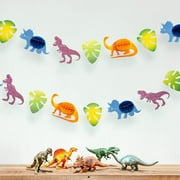 Cheerland Dinosaur Banner with Monstera Leaves and Dinosaur Patterns, 19.6 ft