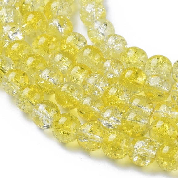 1strand Baking Painted Crackle Glass Beads Strands Round Yellow 8mm Hole: 1.3~1.6mm about 100pcs/strand 31.4 inch