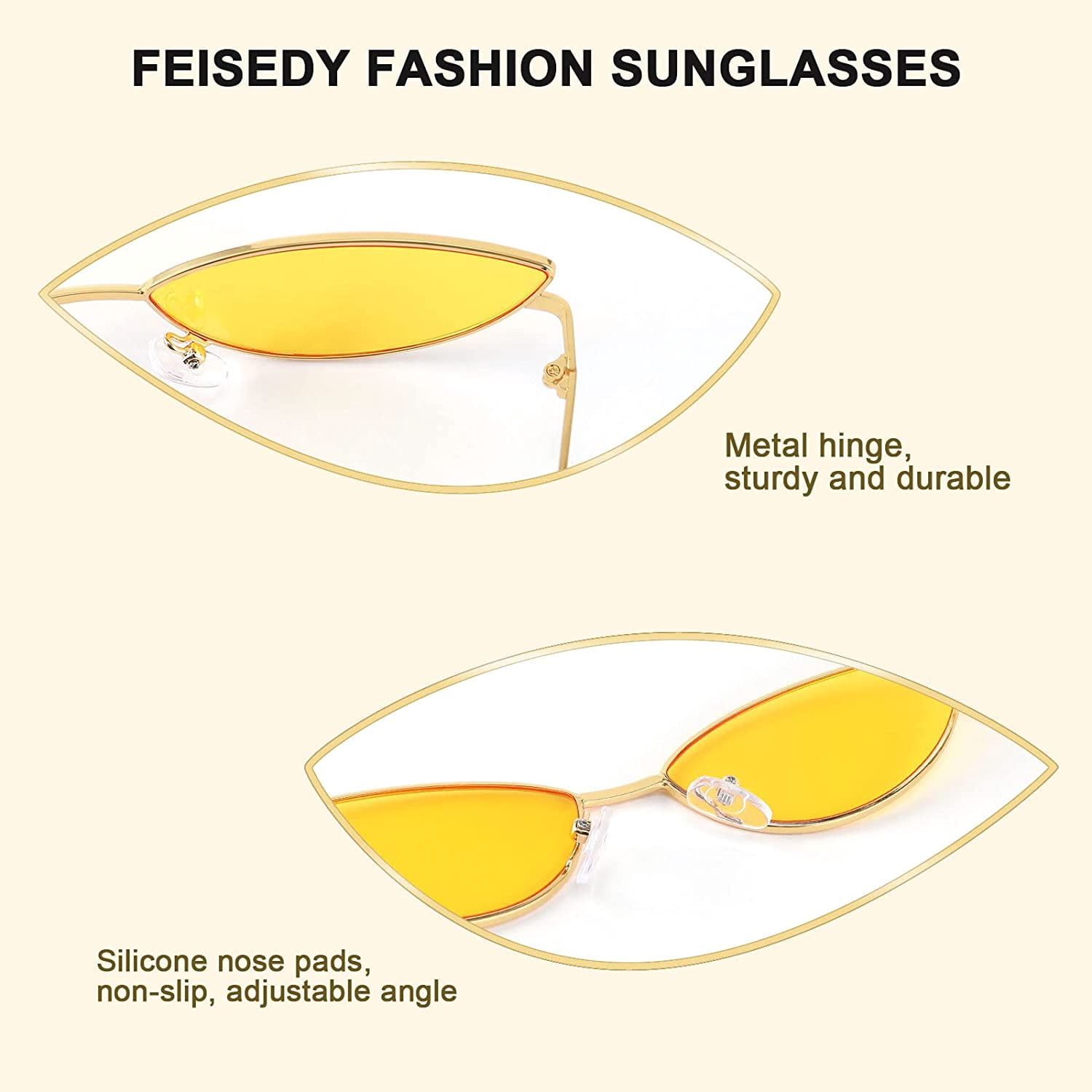 FEISEDY Fashion Designer Sunglasses Retro Small Petals Shape Arc