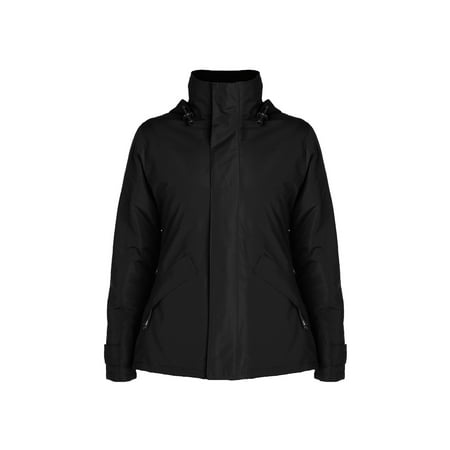 - Slim Fit Women High Neck Jacket - Parka - Fleeced Collar Water Resistant Windproof Folded And Removable Hood Adjustable Cuffs Inner Pockets