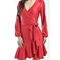 thumbnail image 4 of Vestido de satin envolvente Roman Fashion 4351 Rojo G, 4 of 5