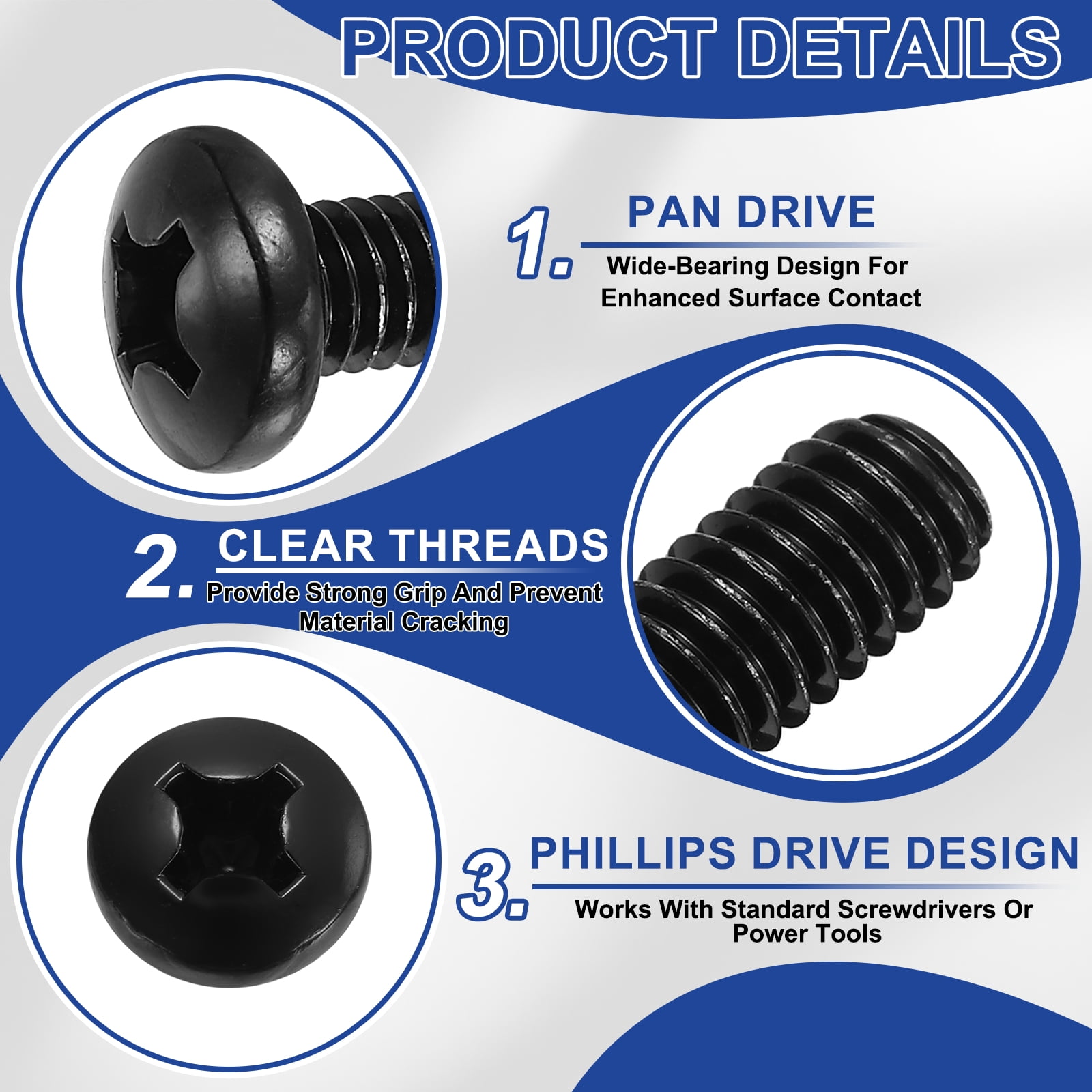 Uxcell 5/16-18 x 3/4" Pan Head Machine Screws, 25 Pcs 304 Stainless Steel Screws for Cabinet Drawer Knob Pull, Black Oxidation
