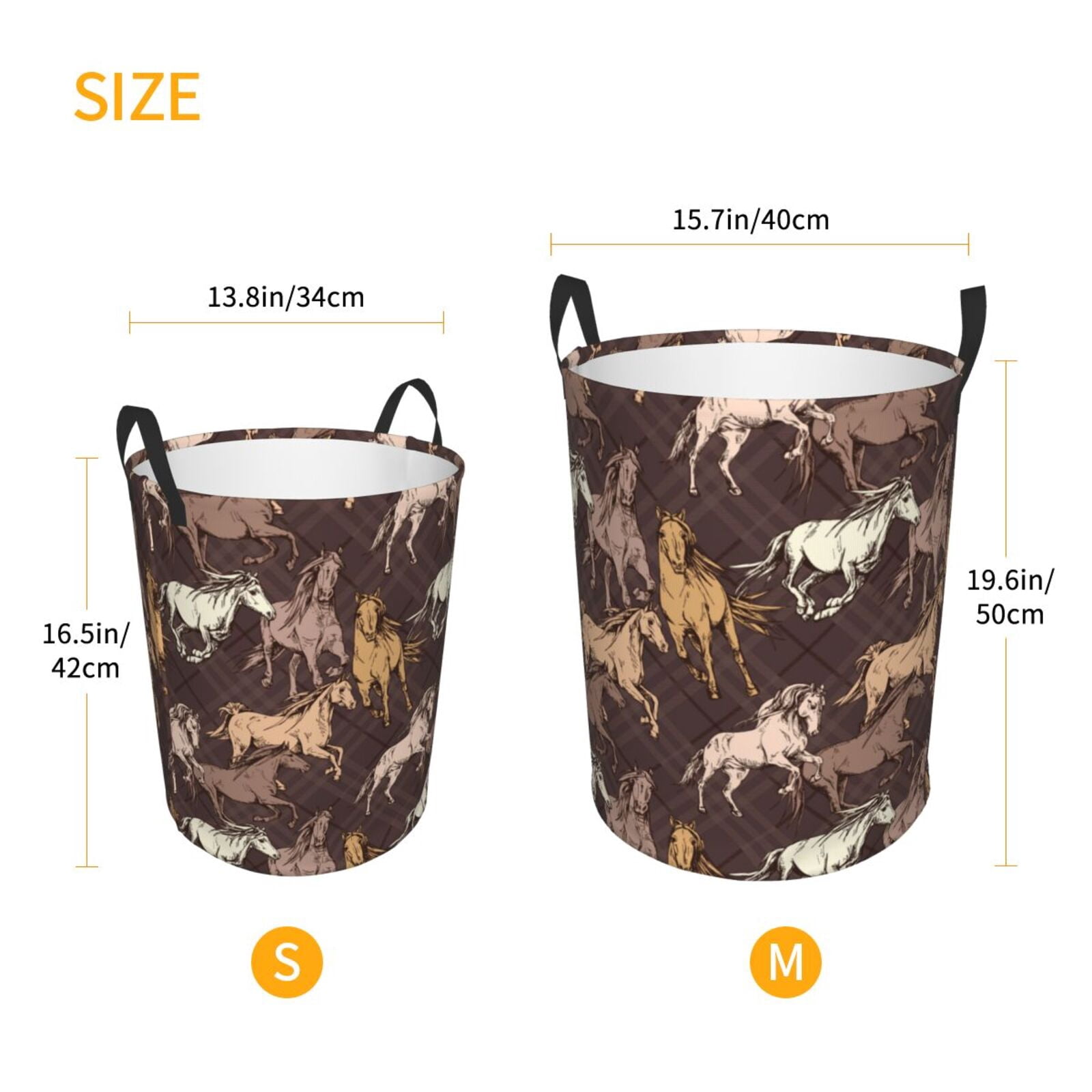 Large Laundry Basket with Handles - Extreme Sketch Cool Horse_D Kids Baby Dirty Clothes Laundry Hamper for Bedroom Aesthetic