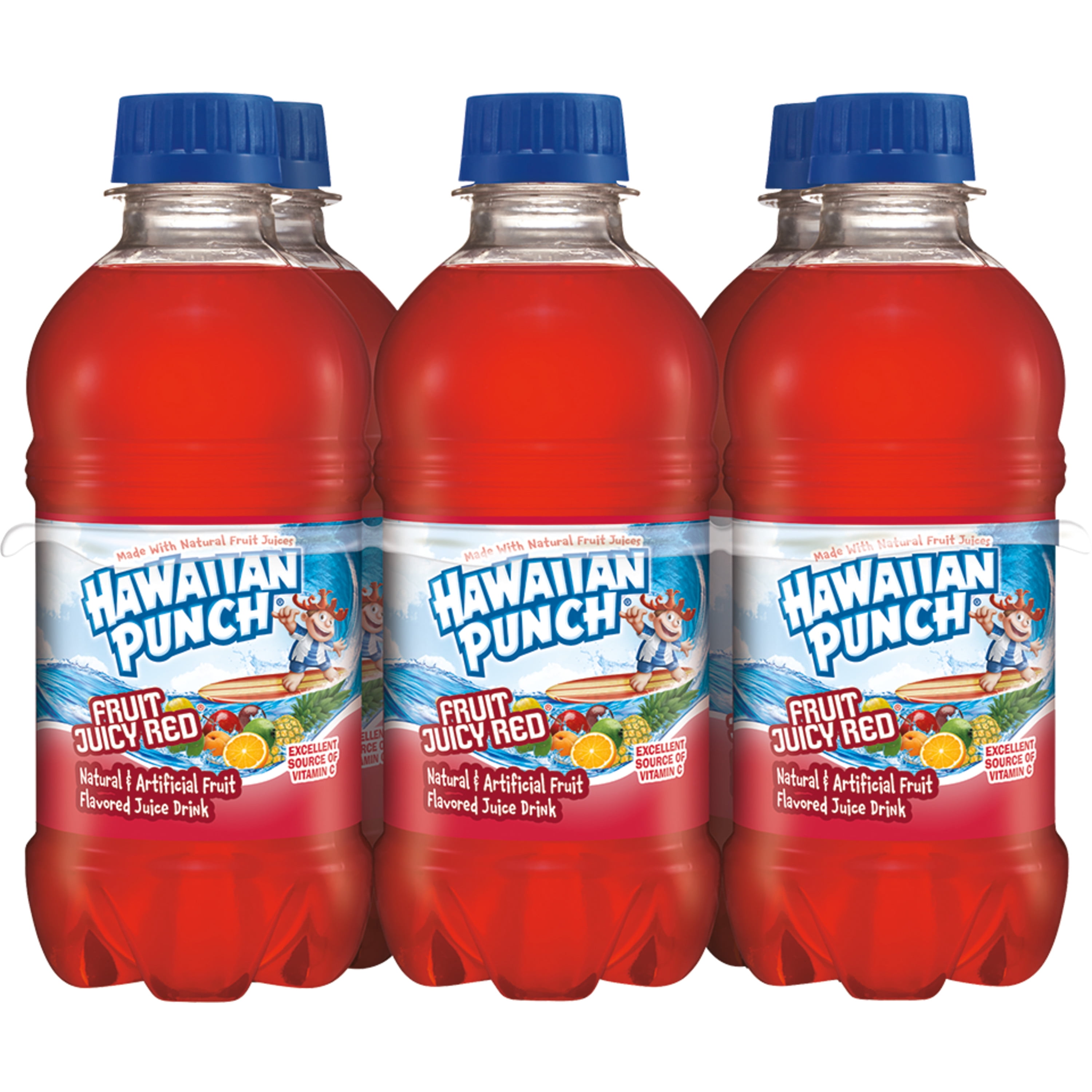 (2 pack) Hawaiian Punch Fruit Juicy Red Juice, 10 fl oz, 6 Count Bottles