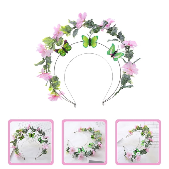 HOMOBABE 1Piece Layered Flower Crown Headband Multi Color Cloth Metal Hair Accessory for Women Bridal Weddings