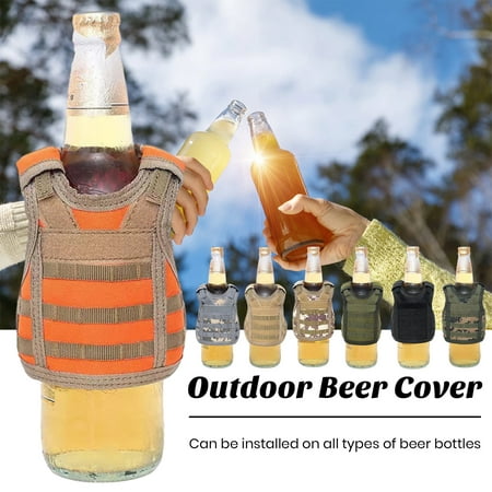 

Ludlz Beer Bottle Vest Cover Military Mini Miniature Vest Bottle Drink Sleeve Bottle Cans Vest Adjustable Shoulder Straps Beverage Cover