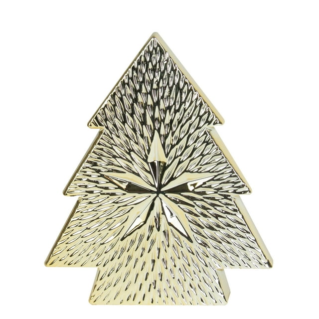 Northlight Ceramic Textured Tree with Star Center Christmas Decoration - 8" - Gold Finish