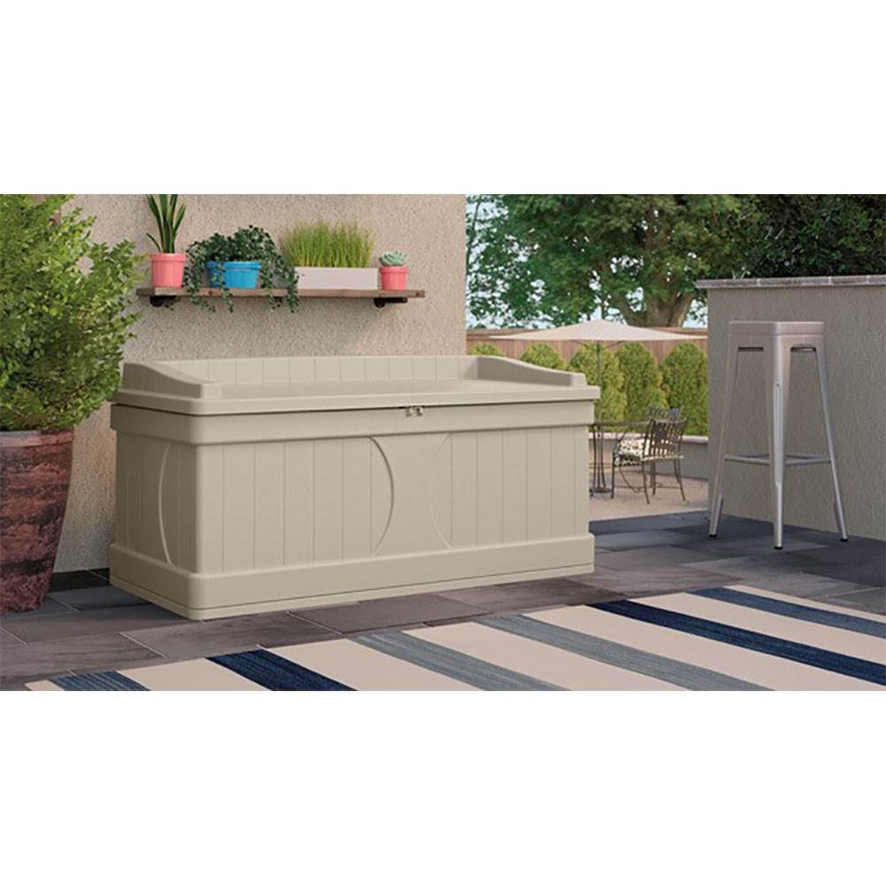 Suncast DB9500 99 Gallon Resin Outdoor Patio Storage Deck Box with Seat, Taupe - image 3 of 4