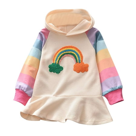 

Reversible Sequin Dress Kids Ruffle Girls Knitted Kid Dress Embroidery Princess Dresses Casual Toddler Baby Sweatshirt Hoodie Rainbow Girls Dress&Skirt