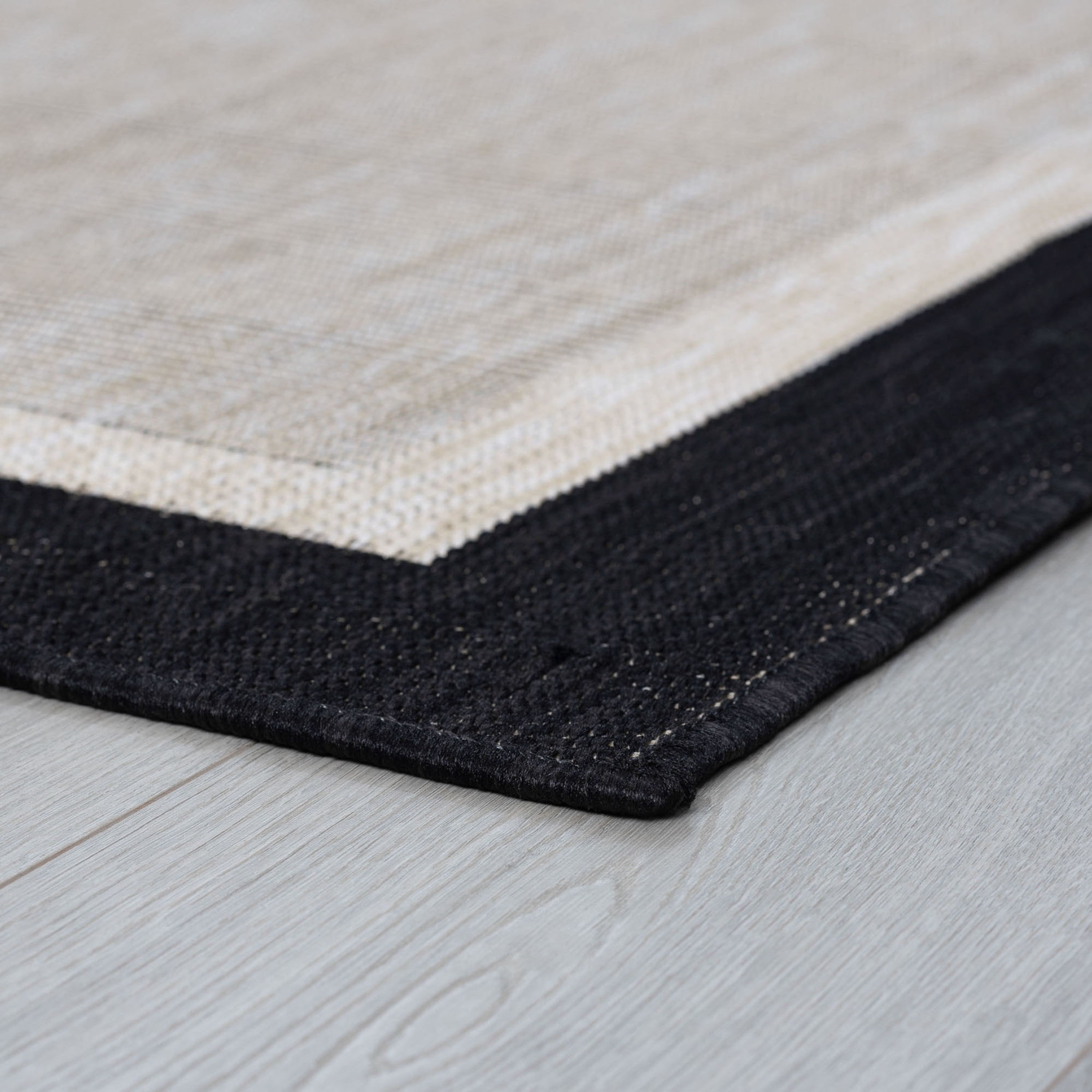 9x12 Water Resistant, Large Indoor Outdoor Rugs for Patios, Front Door Entry, Entryway, Deck, Porch, Balcony | Outside Area Rug for Patio | Black, Solid Border | Size: 8'9'' x 12'2''