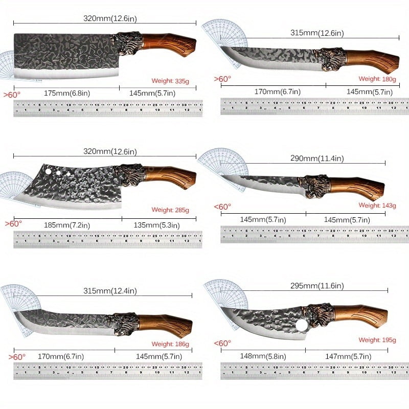 8 PCS Professional Kitchen Chef Knife Set Including Stainless Steel Utility Knives Boning Knives for Meat Fish Poultry and Butcher Cutting Scissors Hand Sharpened Ultra Sharp Durable Kitchen Tools