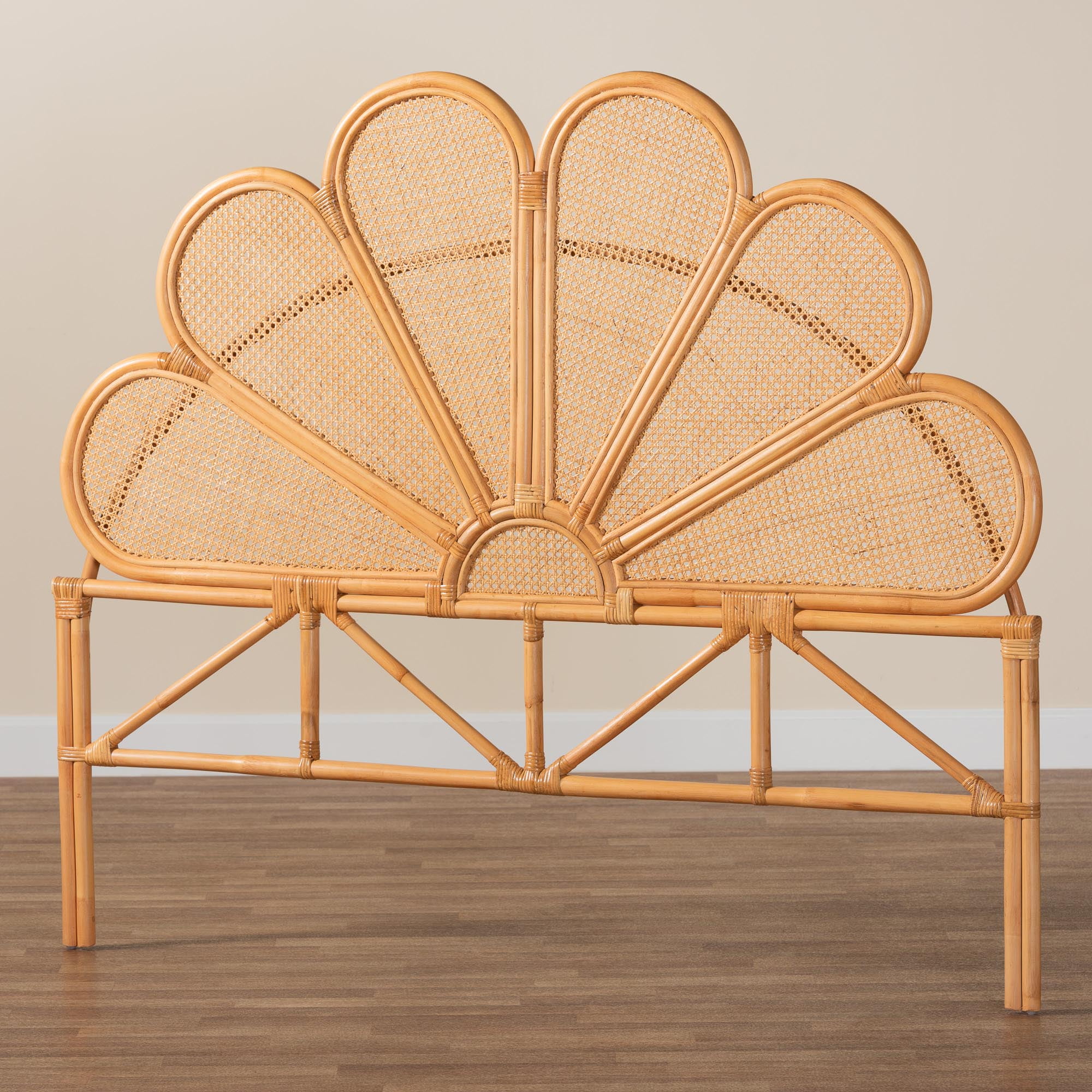 bali & pari Flower Boho Standalone headboard, King, Light honey