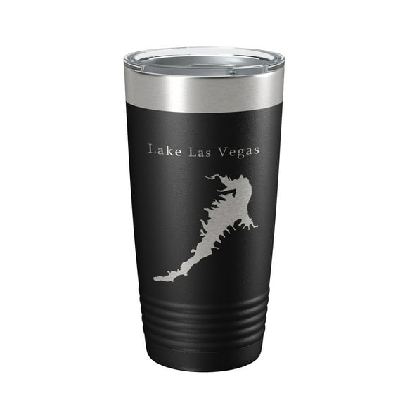 Lake Las Vegas Map Tumbler Travel Mug Insulated Laser Engraved Coffee Cup Nevada 20 oz Black