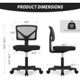 thumbnail image 2 of QUIOCOZY Armless Small Home Office Desk Chair, Ergonomic Low Back Computer Chair, Adjustable Rolling Swivel Task Chair with Lumbar Support for Small Space, 2 of 7
