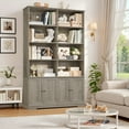 thumbnail image 5 of Homfa 73'' Tall Bookcase, 6-Tier 8 Cubes Display Bookshelf, 4 Doors Double Row Bookcase for Living Room Home Office, Gray, 5 of 8