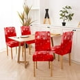thumbnail image 4 of Christmas Dining Room Chair Covers Slip Covers for Chairs Red Christmas Falling Snowflakes Spandex Stretch Washable Chair Protectors Kitchen Chair Covers Set of 4 Chair Covers for Party, 4 of 6
