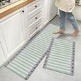 thumbnail image 2 of Flowers Kitchen Mat Set of 2, Cushioned Anti-Fatigue Non-Slip Floor Comfort Mats Kitchen Runner Rug 18x30inch+18x47.2inch for Home, Office, Sink, Laundry, Green and Red Stripes Modern Art, 2 of 6