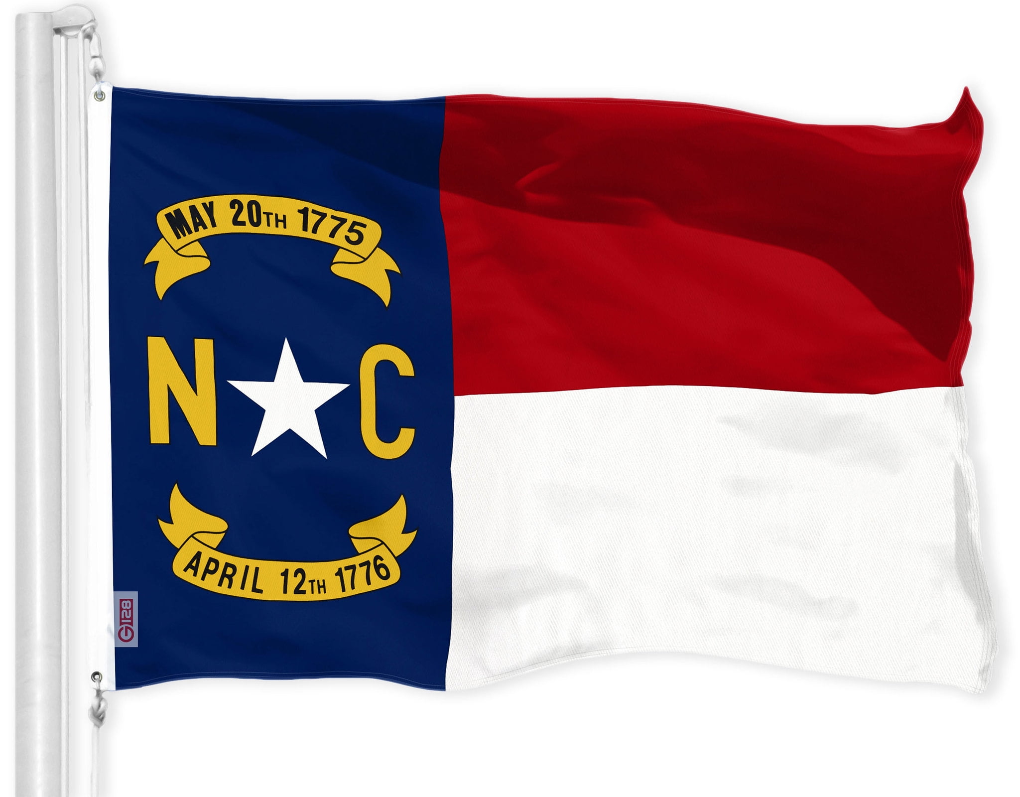 G128 Combo Pack: USA American Flag 3x5 Ft 150D Printed Stars & North Carolina State Flag 3x5 Ft 150D Printed